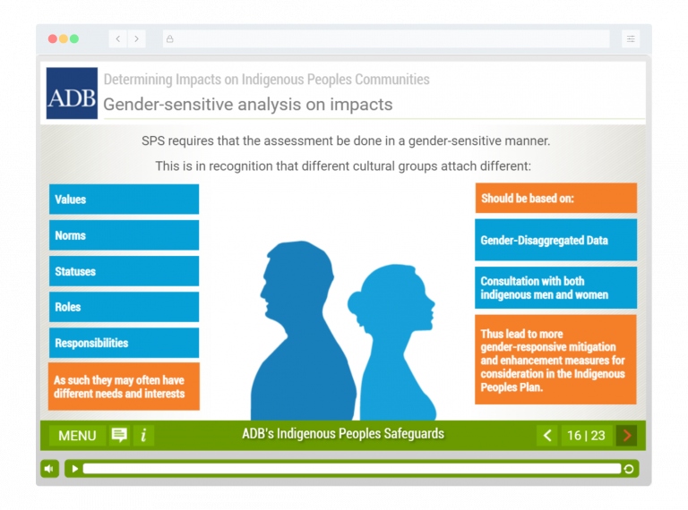 Instructional design and eLearning development on Environmental and Social Safeguards